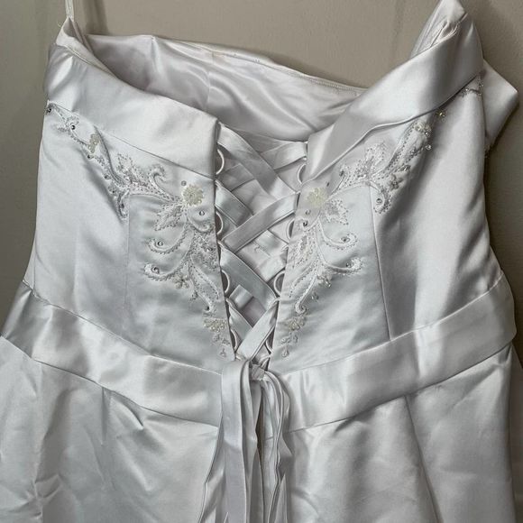 Wedding A Line Beaded Gown Long Train Dress White - Picture 10 of 14